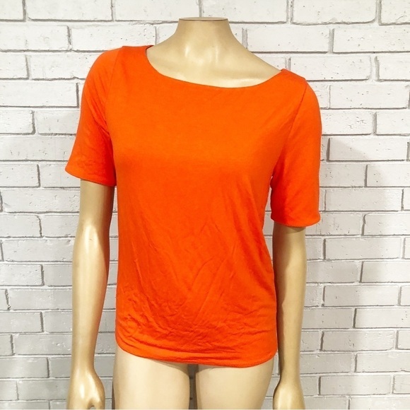J.Crew Women’s Orange FormKnit elbow-sleeve T-shirt - Picture 2 of 5